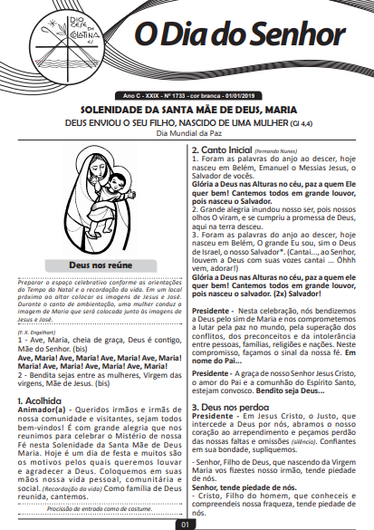 Folheto litúrgico | Diocese De Colatina