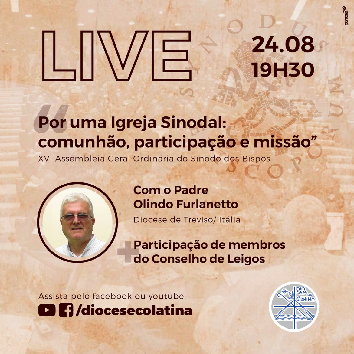 Diocese de Colatina convida para conferência virtual sobre o próximo sínodo