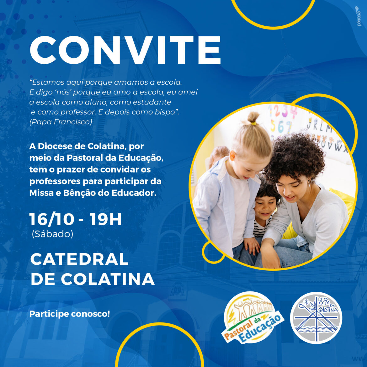 Pastoral da Educação convida para Missa do Professor