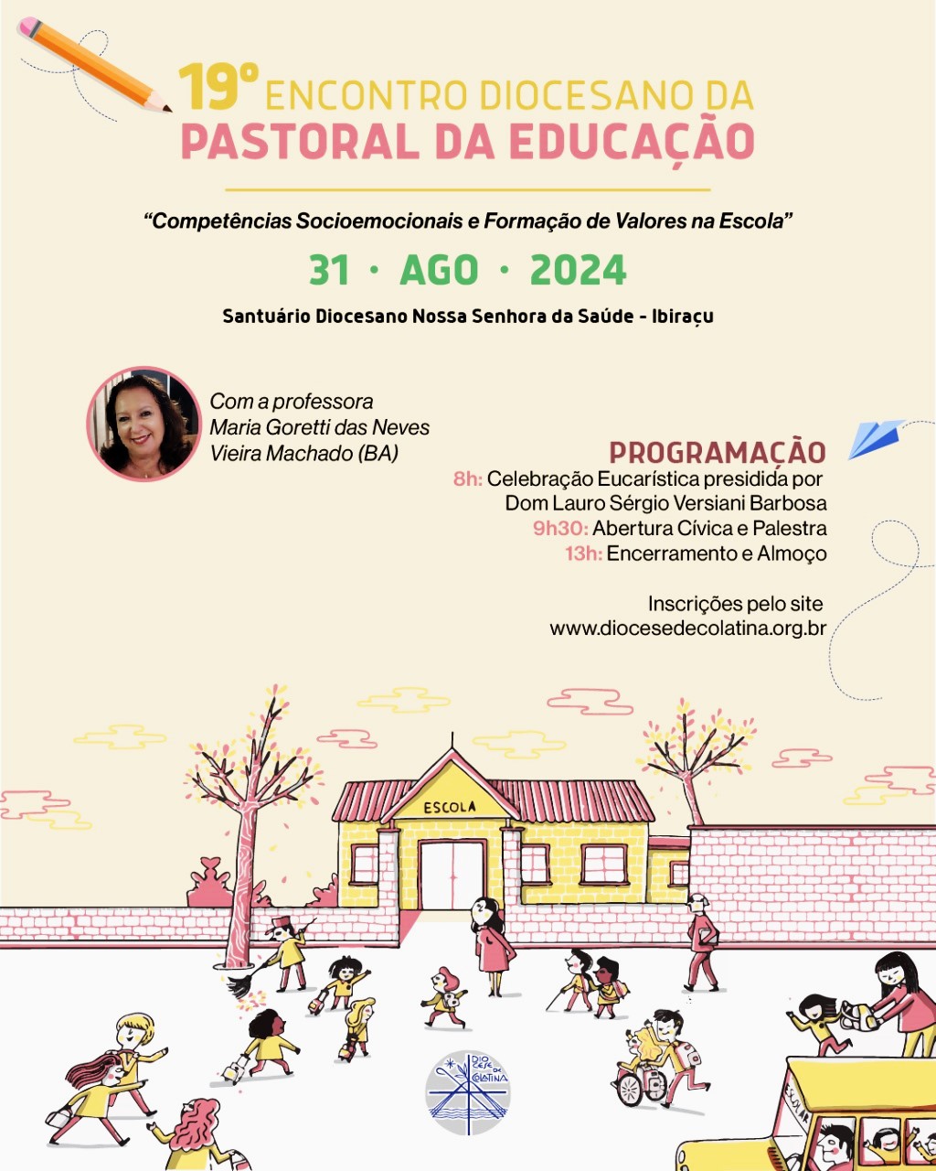 19 Encontro Pastoral Educação.jpeg INSCRIÇÕES ABERTAS PARA O 19º ENCONTRO DIOCESANO DA PASTORAL DA EDUCAÇÃO