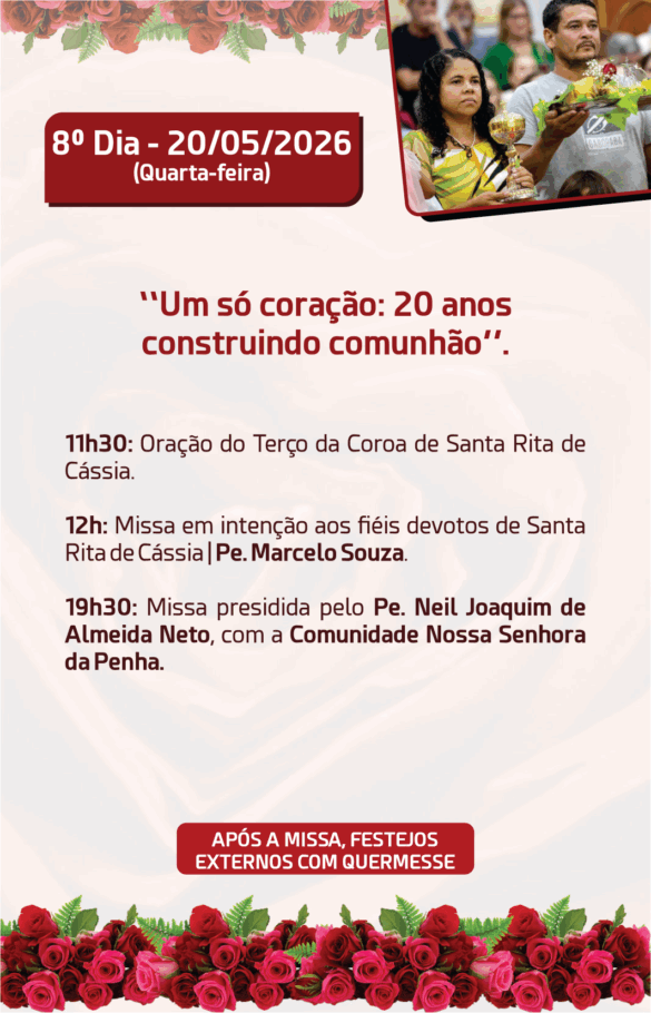 Paróquia Santa Rita celebra novena dos 20 anos em Linhares