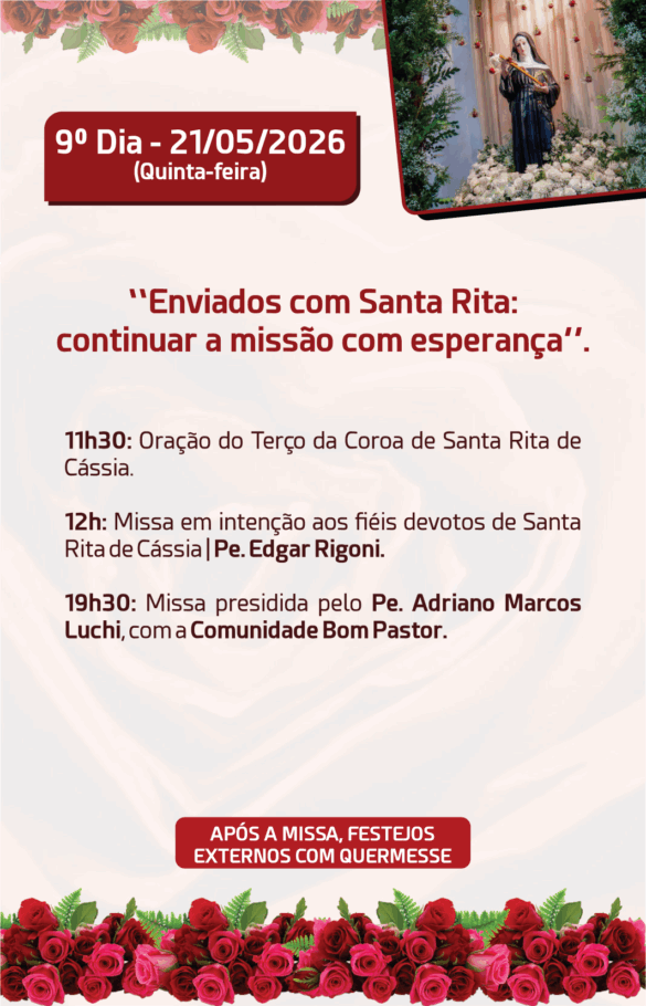 Paróquia Santa Rita celebra novena dos 20 anos em Linhares
